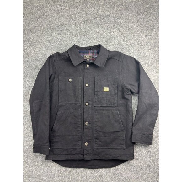 Wilder and Sons Coat Men's Medium Black Canvas Blanket Lined Button Up Chore - Picture 1 of 7